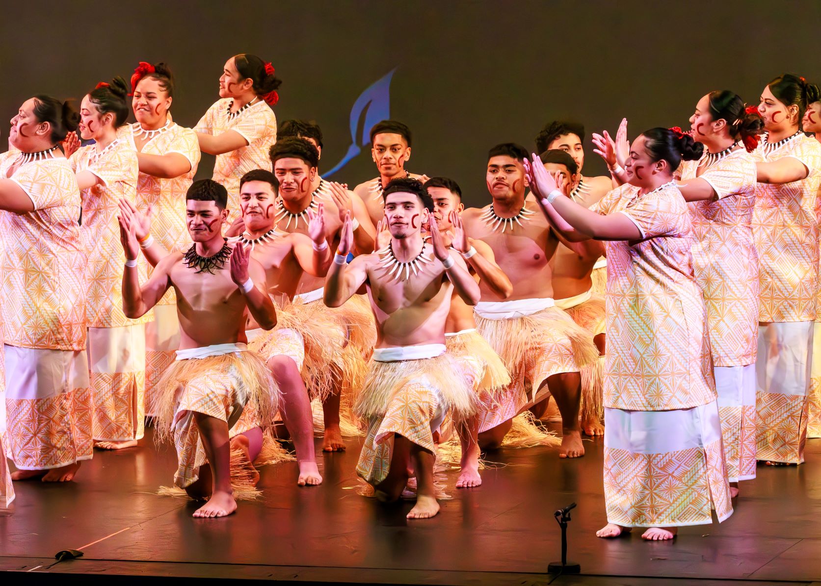 A group in costume performing on stage during the Cultivating Creative Cultures with Communities, 4Cs