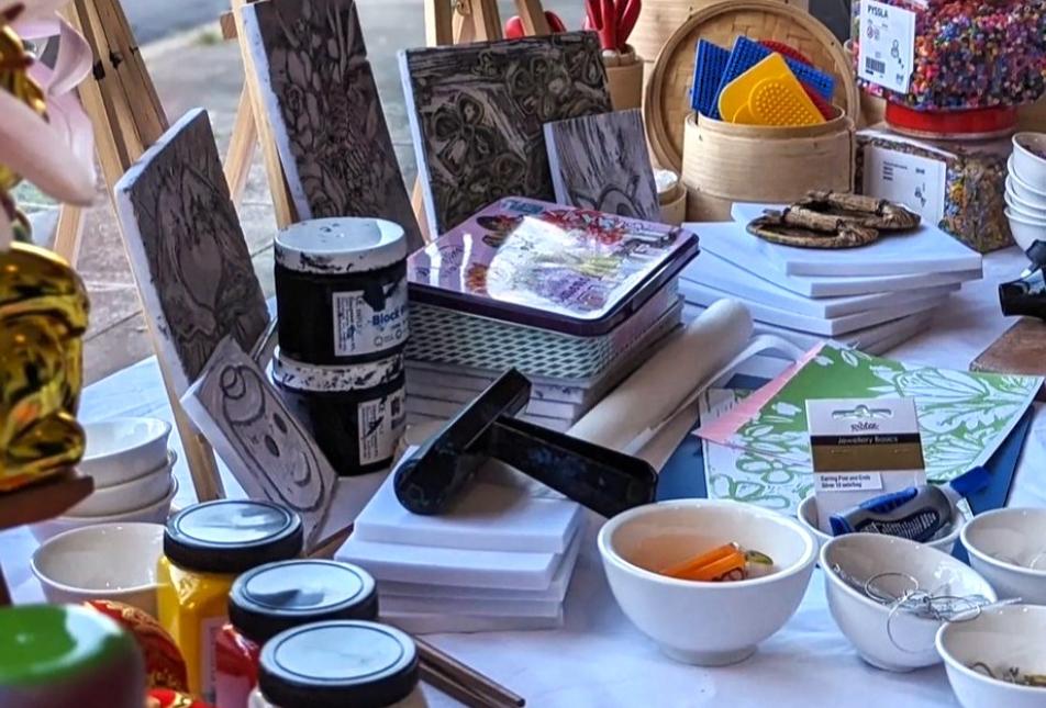 A selection of mixed art media items to promote the WNW Mixed Media Mash Up